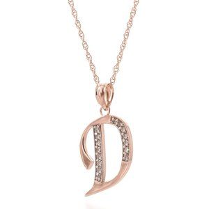 14k Gold Necklace Diamonds Initial "D" Pendant